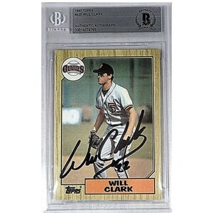 Will Clark Autograph 1987 Topps Baseball Card Beckett Slab SF Giants Rookie RC